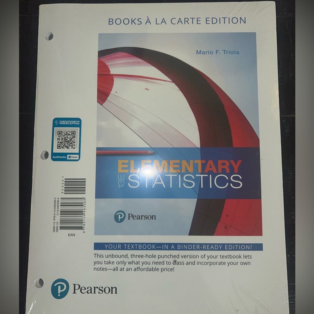 13th edition Elementary Statistics Book
